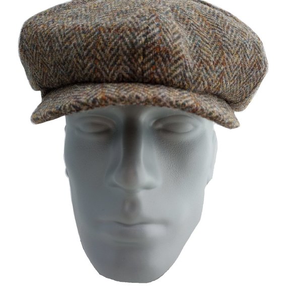 PEAKY BLINDERS Hartside Harris Tweed® Newsboy Cap HS28 GREEN-BROWN - PICK SIZE - Picture 4 of 12